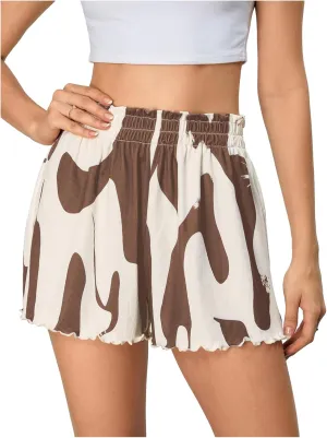 Verdusa Women's Summer Shorts Comfy Ribbed Elastic Waist Short Colorblock Pull On Short