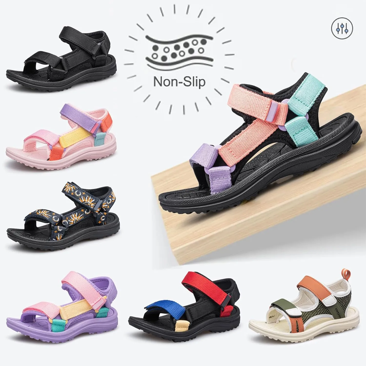 vibdiv Boys Girls Sandals Open-Toe Summer Outdoor Unisex Child Sport Sandals Athletic Lightweight(Toddler/Little Kid/Big Kid)