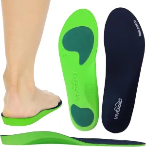 ViveSole Plantar Fasciitis Inserts for Men & Women - Shoe Insoles for Arch Support, Flat Feet, Pain Relief - Firm Foam OrthoticSoles for Work, Running - Fit Boots and Sneakers