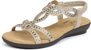 VJH confort Women’s Flat Sandals,Comfort Elastic Strap Rhinestone Open Toe Slip-On Casual Walking Sandals