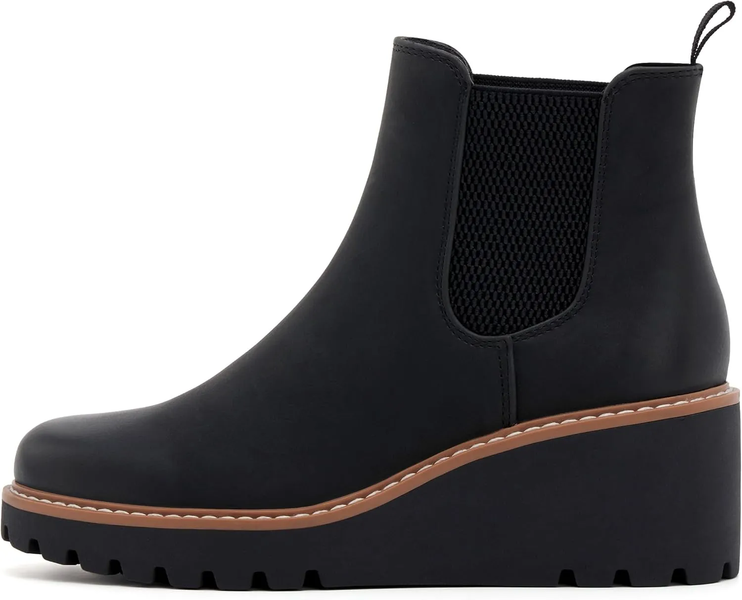 vodvob Women's Ankle Boots Wedge Heel Booties Elastic Chelsea Platform Slip On Lug Sole Wedge Boots