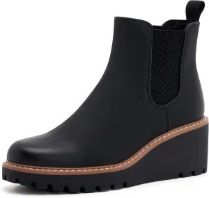 vodvob Women's Ankle Boots Wedge Heel Booties Elastic Chelsea Platform Slip On Lug Sole Wedge Boots