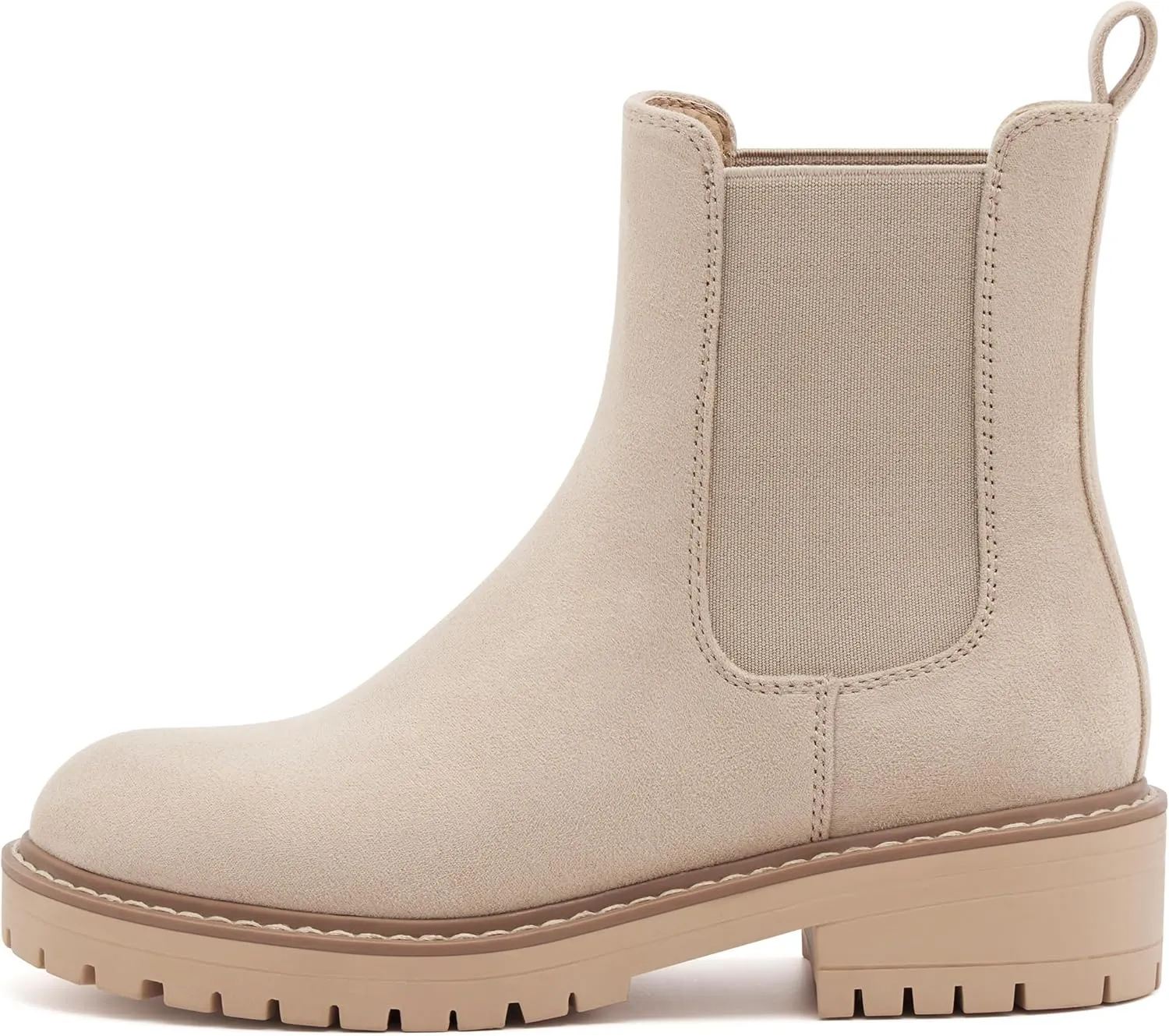 vodvob Women's Chelsea Boots Fashion Slip On Ankle Booties Casual Elastic Chunky Block Booties