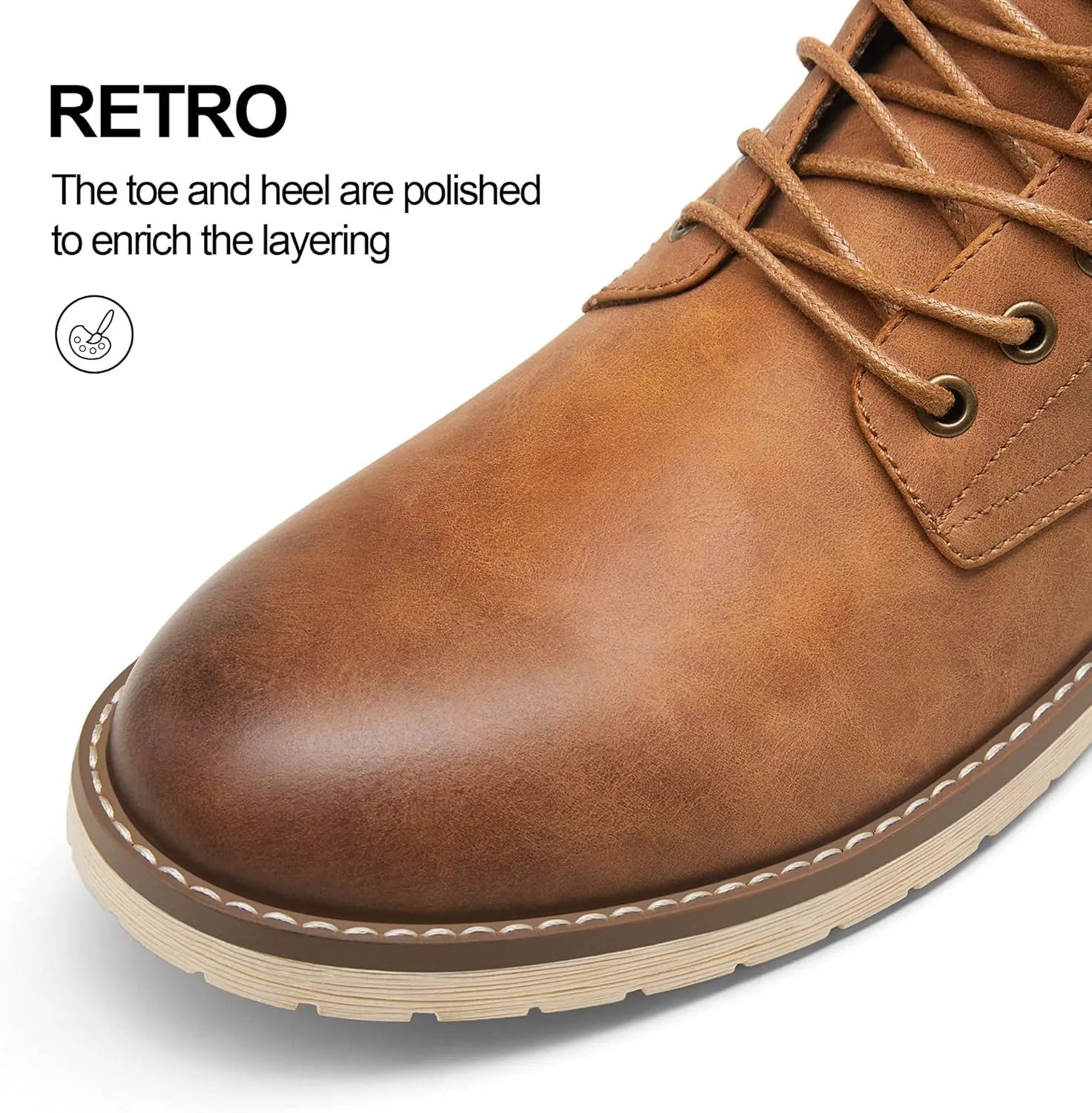 Vostey Men Boots Leather Cap Toe Casual Boots Chukka Fashion Dress Boots for Men