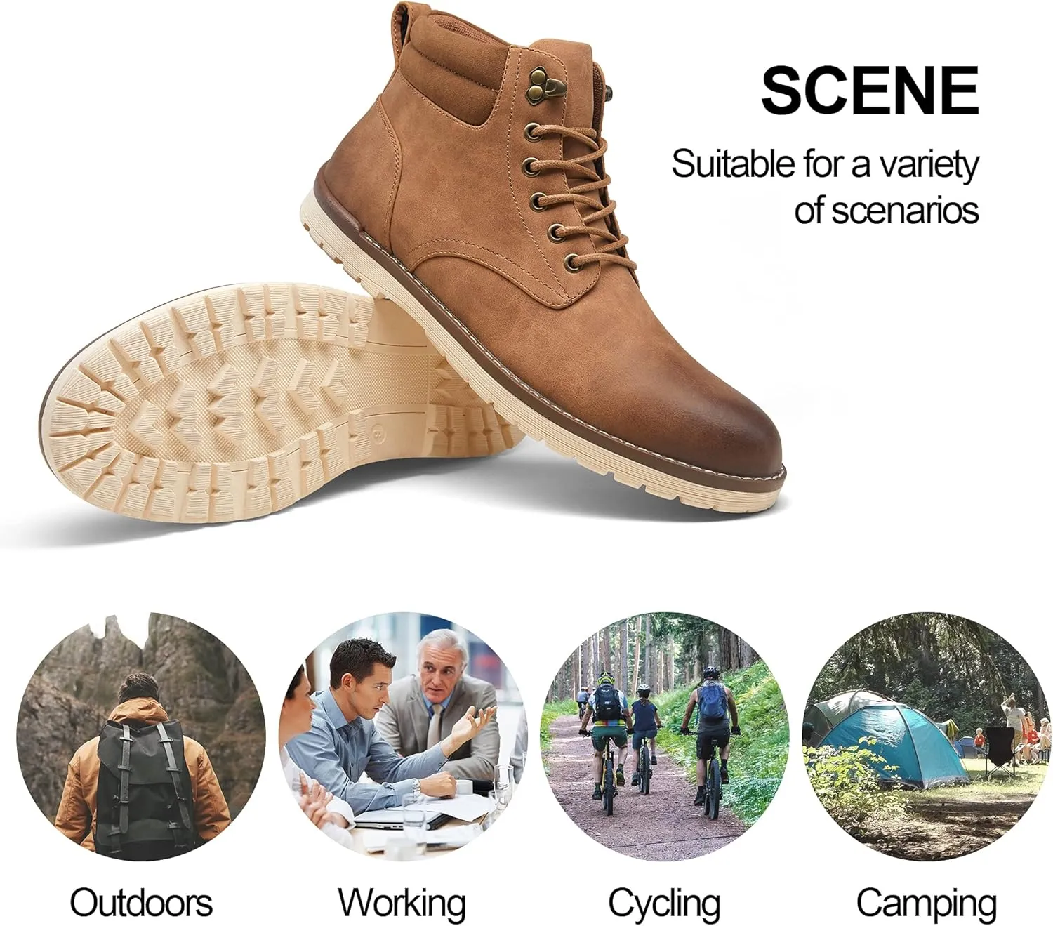 Vostey Men Boots Leather Cap Toe Casual Boots Chukka Fashion Dress Boots for Men