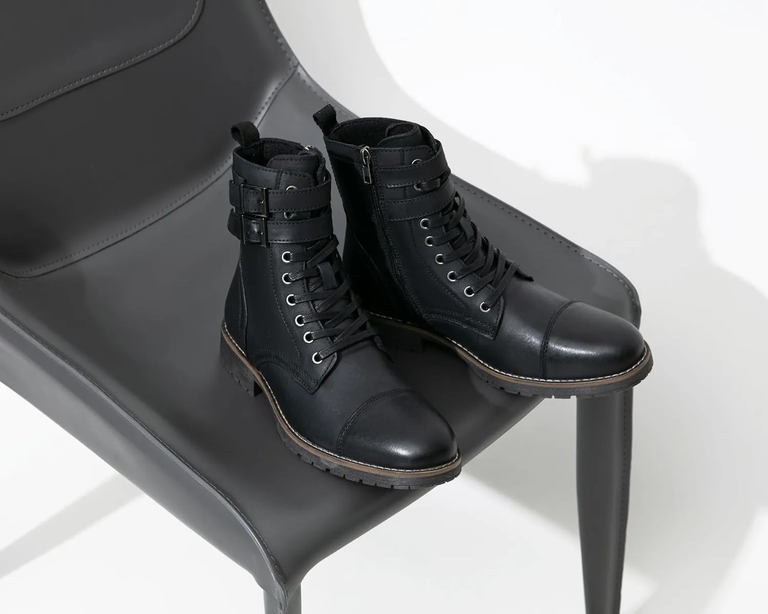Vostey Mens Boots Motorcycle Casual Boots for Men Zipper Fashion Chukka Boots Mens