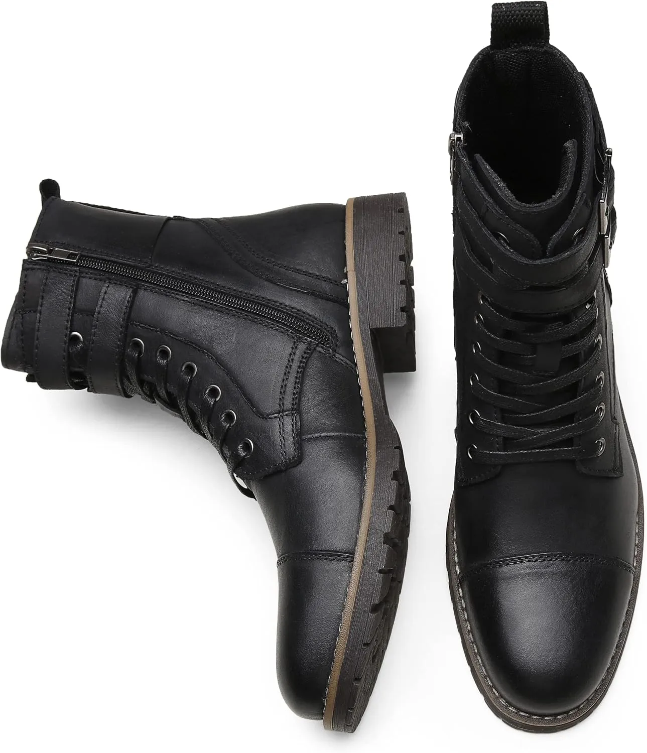 Vostey Mens Boots Motorcycle Casual Boots for Men Zipper Fashion Chukka Boots Mens