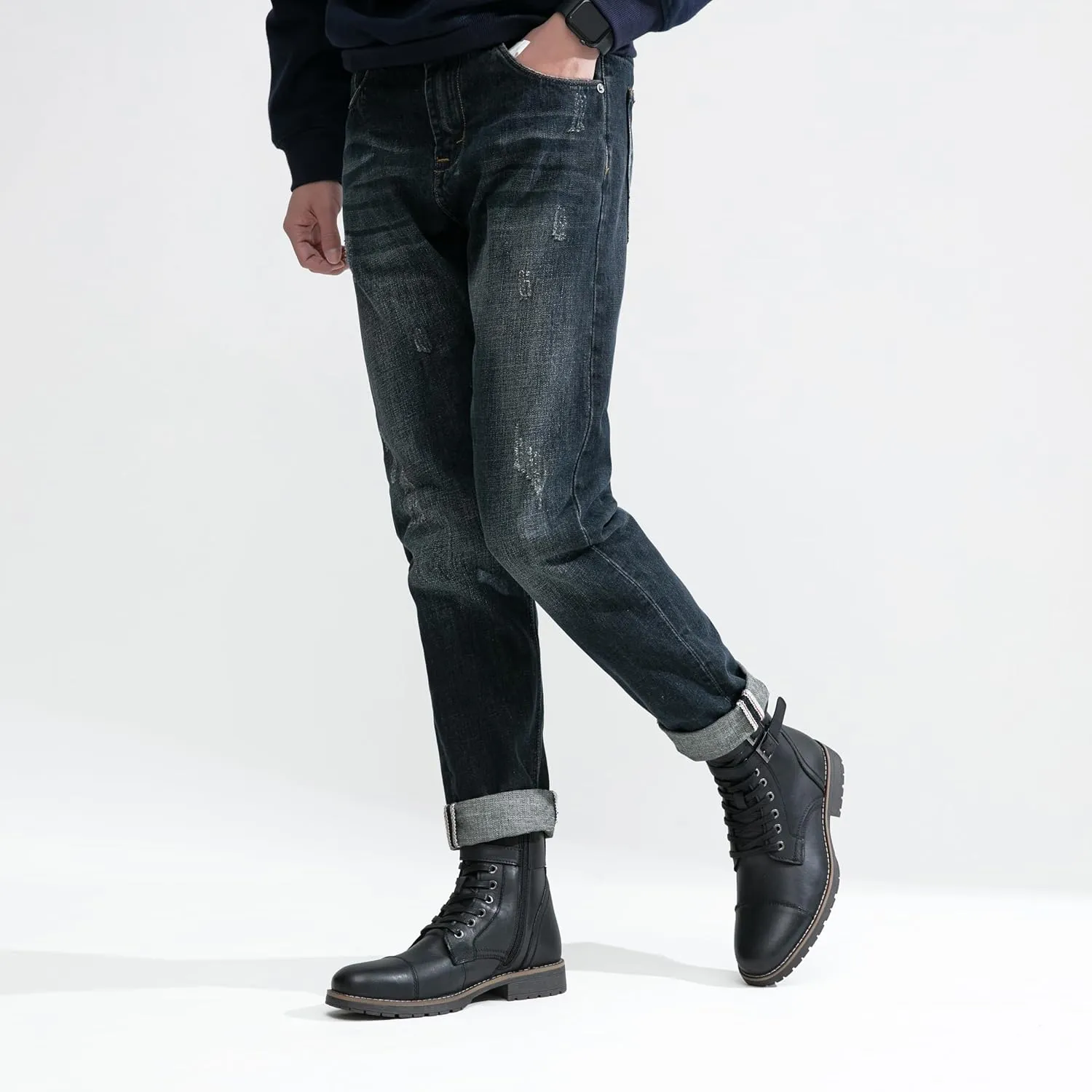 Vostey Mens Boots Motorcycle Casual Boots for Men Zipper Fashion Chukka Boots Mens