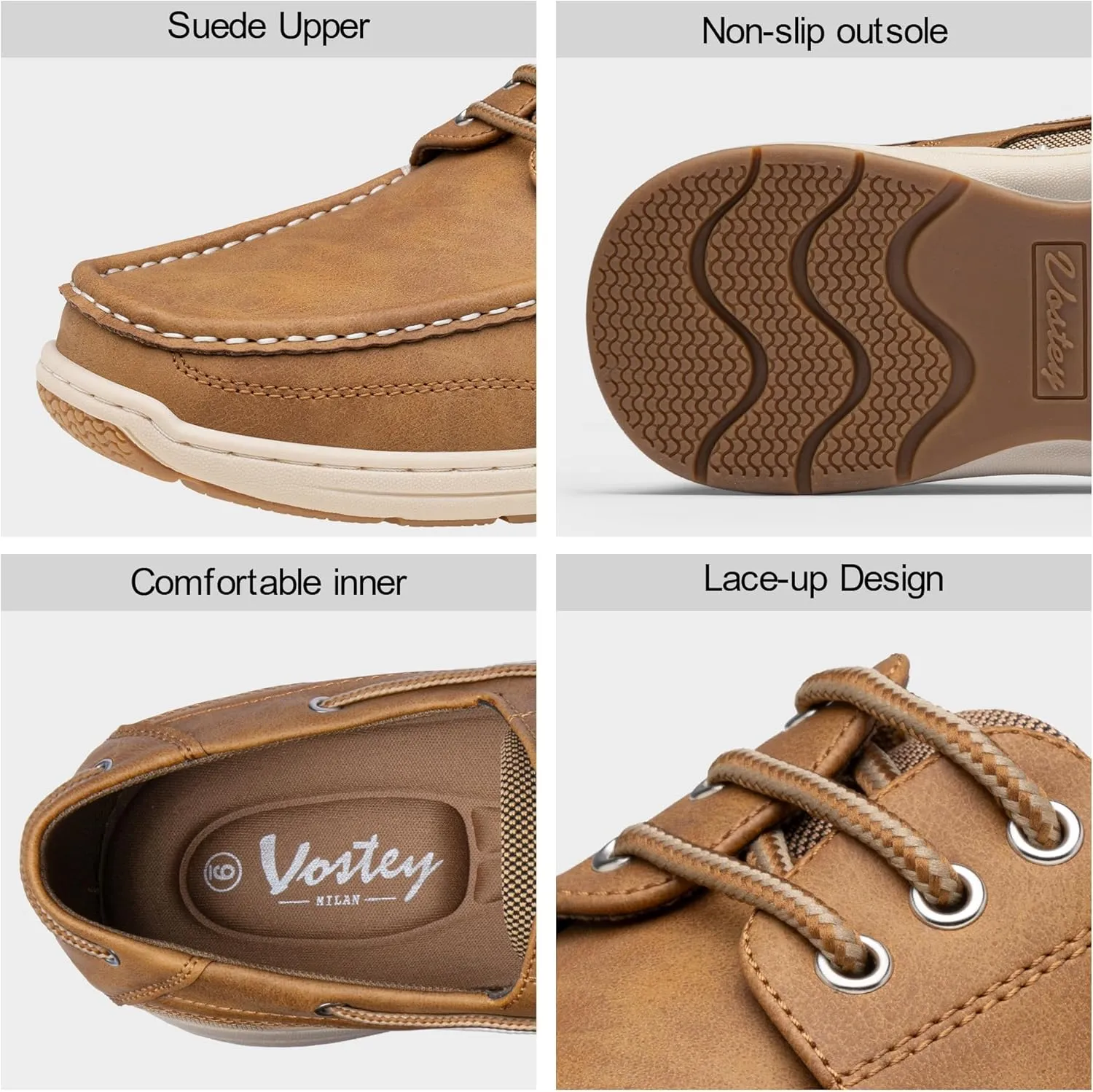 Vostey Men's Loafers & Slip-ons 3-Eye Boat Shoes Men Comfortable Casual Loafers for Men