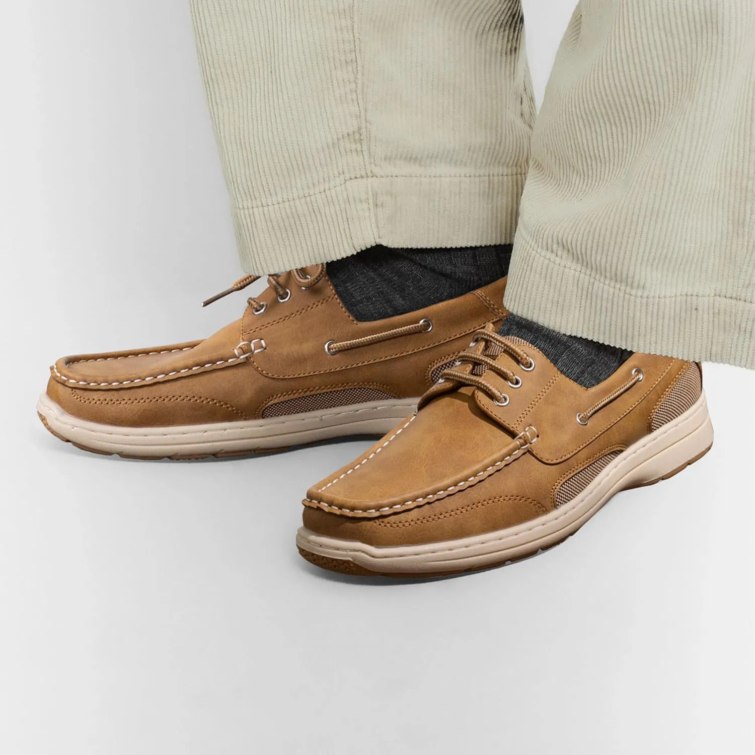 Vostey Men's Loafers & Slip-ons 3-Eye Boat Shoes Men Comfortable Casual Loafers for Men