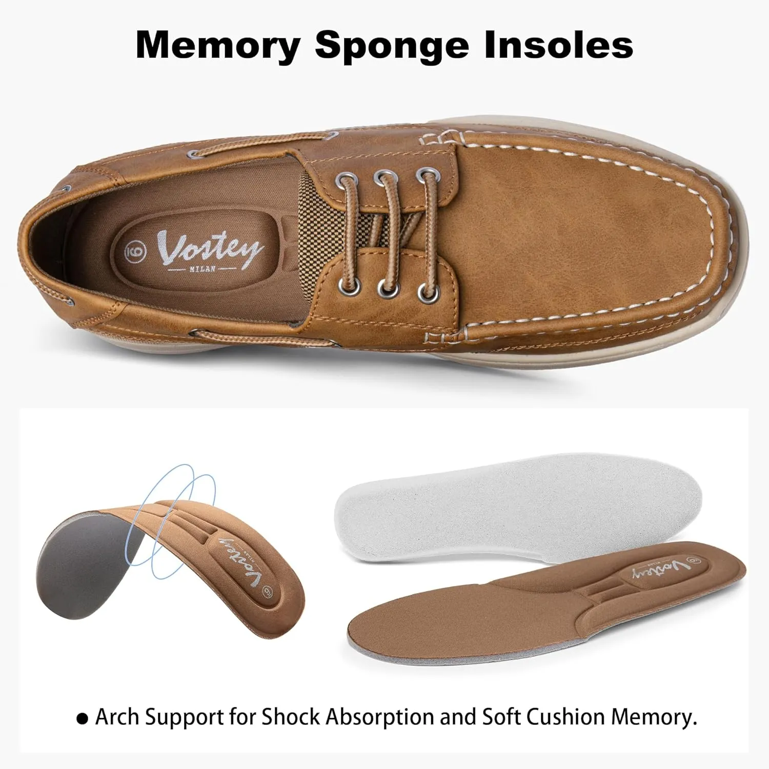 Vostey Men's Loafers & Slip-ons 3-Eye Boat Shoes Men Comfortable Casual Loafers for Men