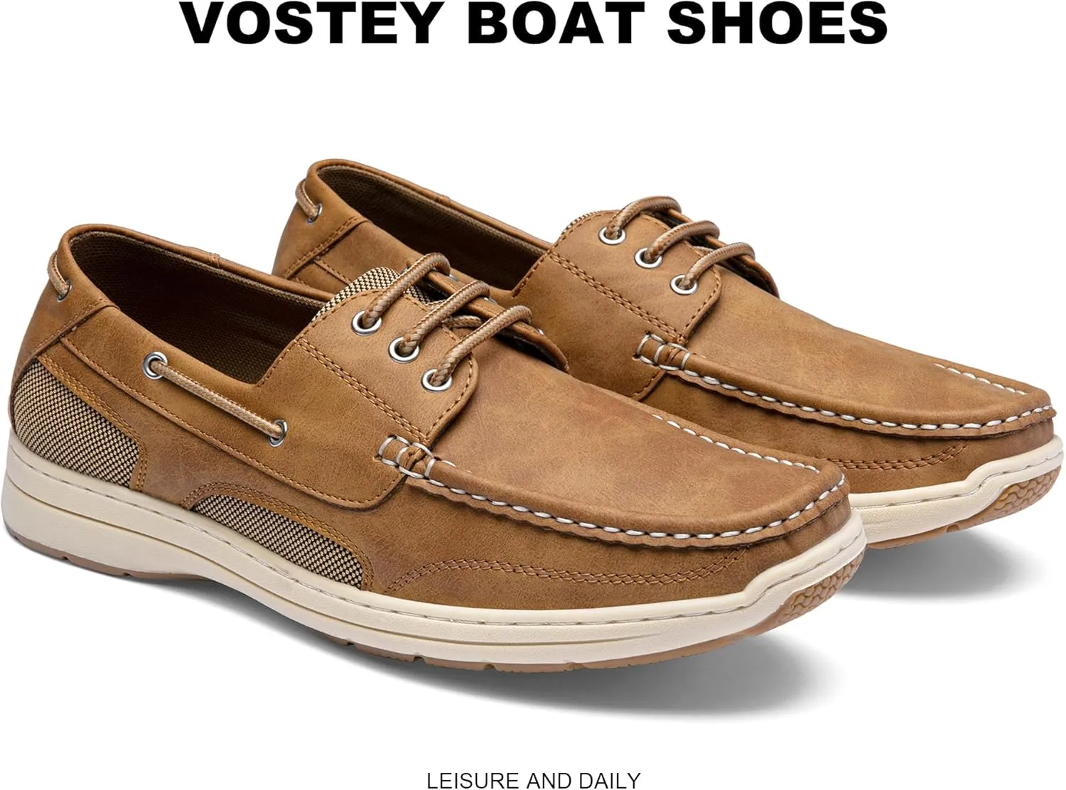 Vostey Men's Loafers & Slip-ons 3-Eye Boat Shoes Men Comfortable Casual Loafers for Men
