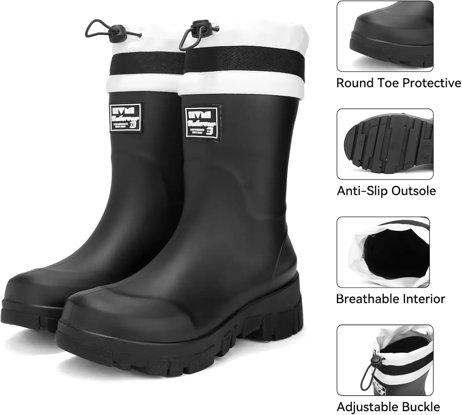 Waterproof Boots for Women Rain Boots Stylish Non Slip Rubber Boots Durable Garden Boots, Platform Mud Boots Fishing Boots for Outdoor Fashionable Booties