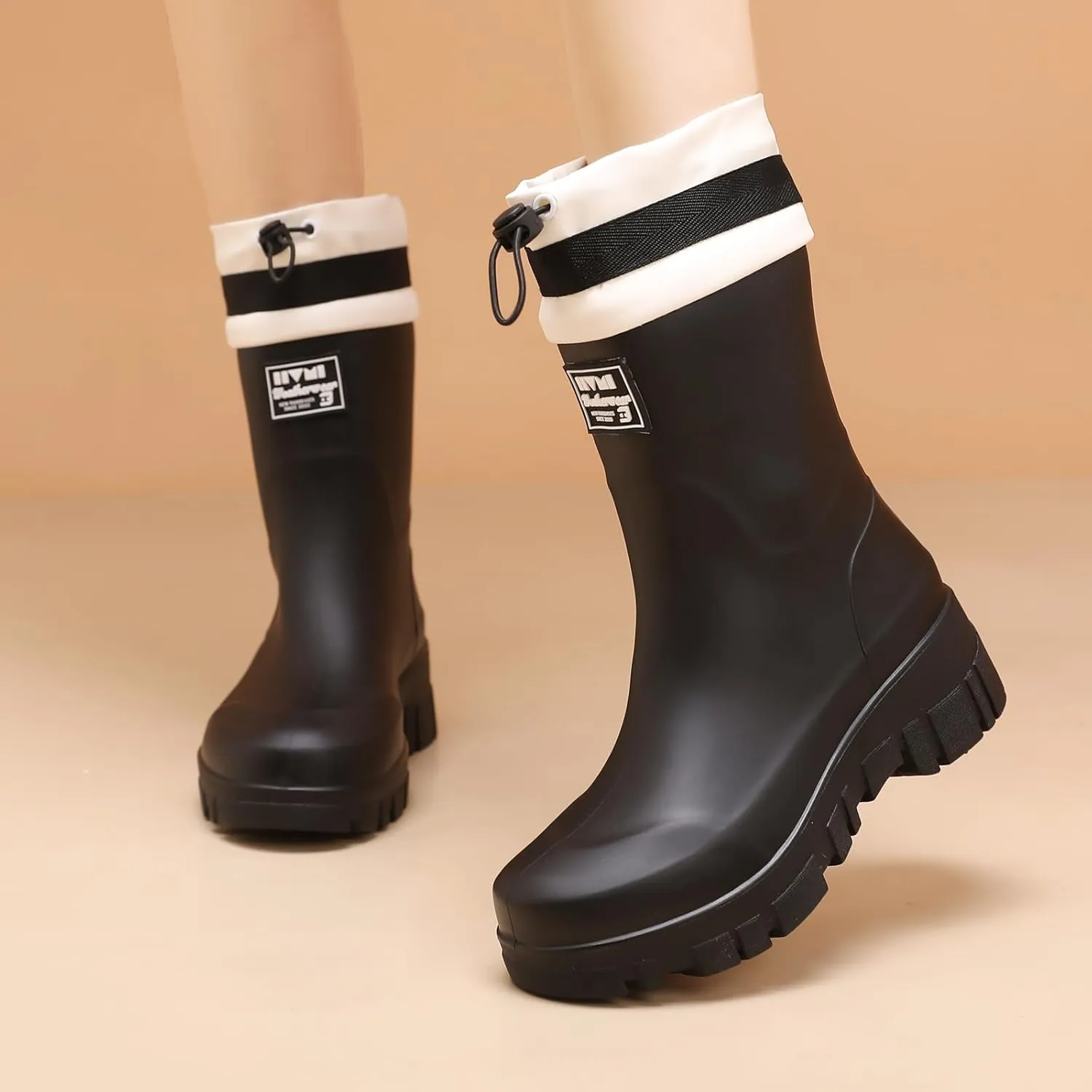 Waterproof Boots for Women Rain Boots Stylish Non Slip Rubber Boots Durable Garden Boots, Platform Mud Boots Fishing Boots for Outdoor Fashionable Booties