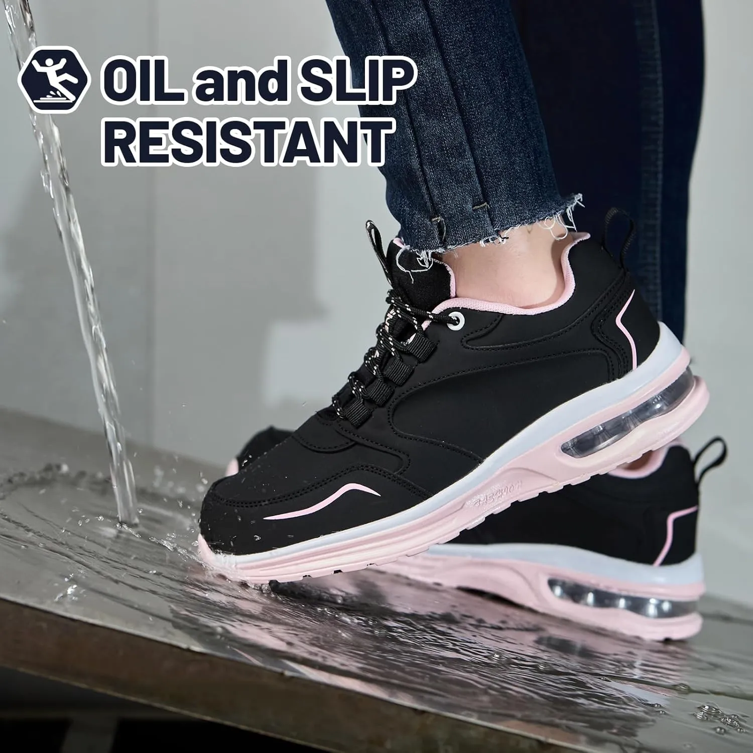 Waterproof Shoes for Women Wide Width Non Slip Sneakers for Work Chefs Food Service Water Resistant Walking Shoe Lightweight Slip Resistant Fashion Footwear for Nurse