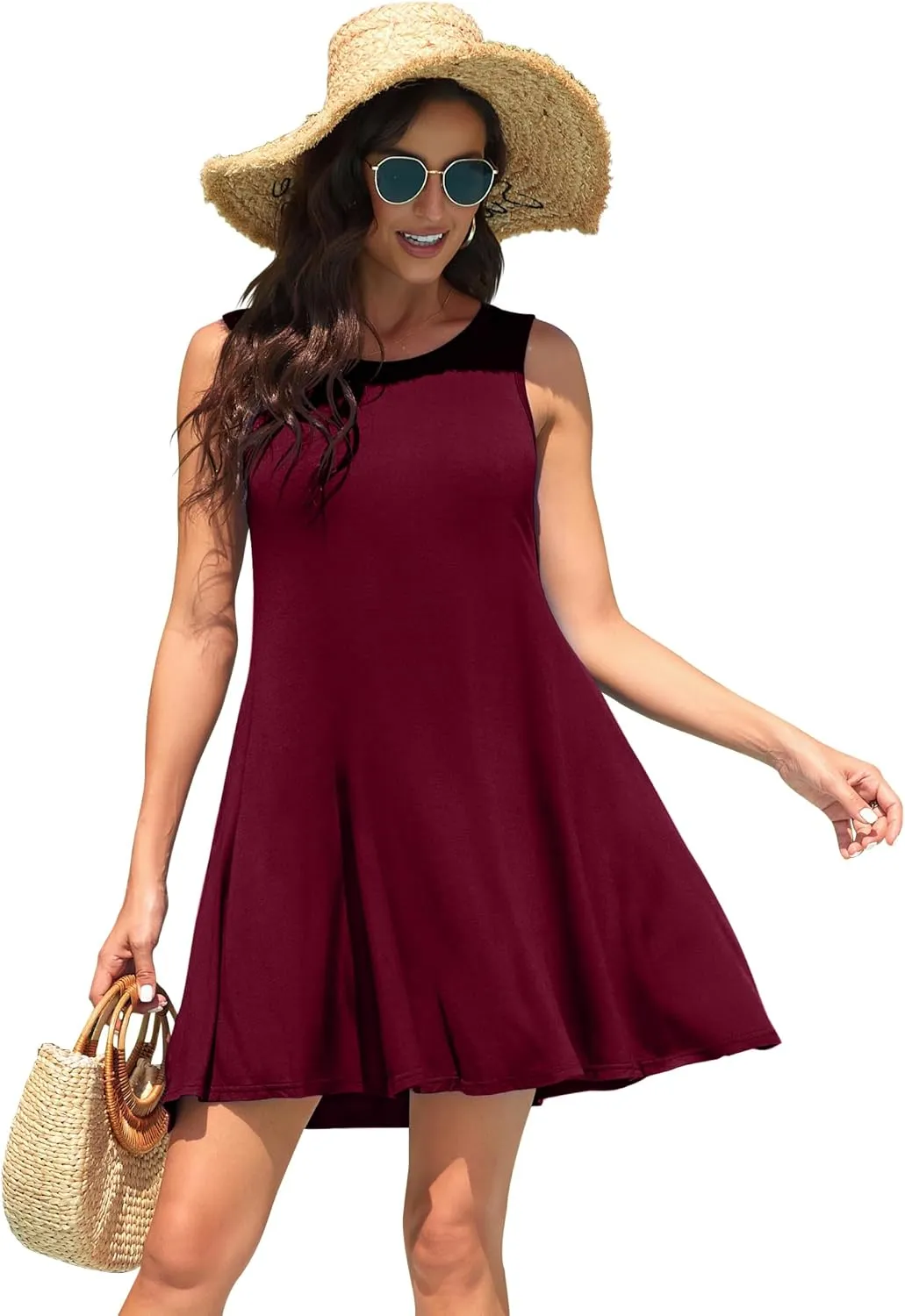 WEACZZY Women Summer Casual Swing T Shirt Dresses Beach Cover up Loose Dress