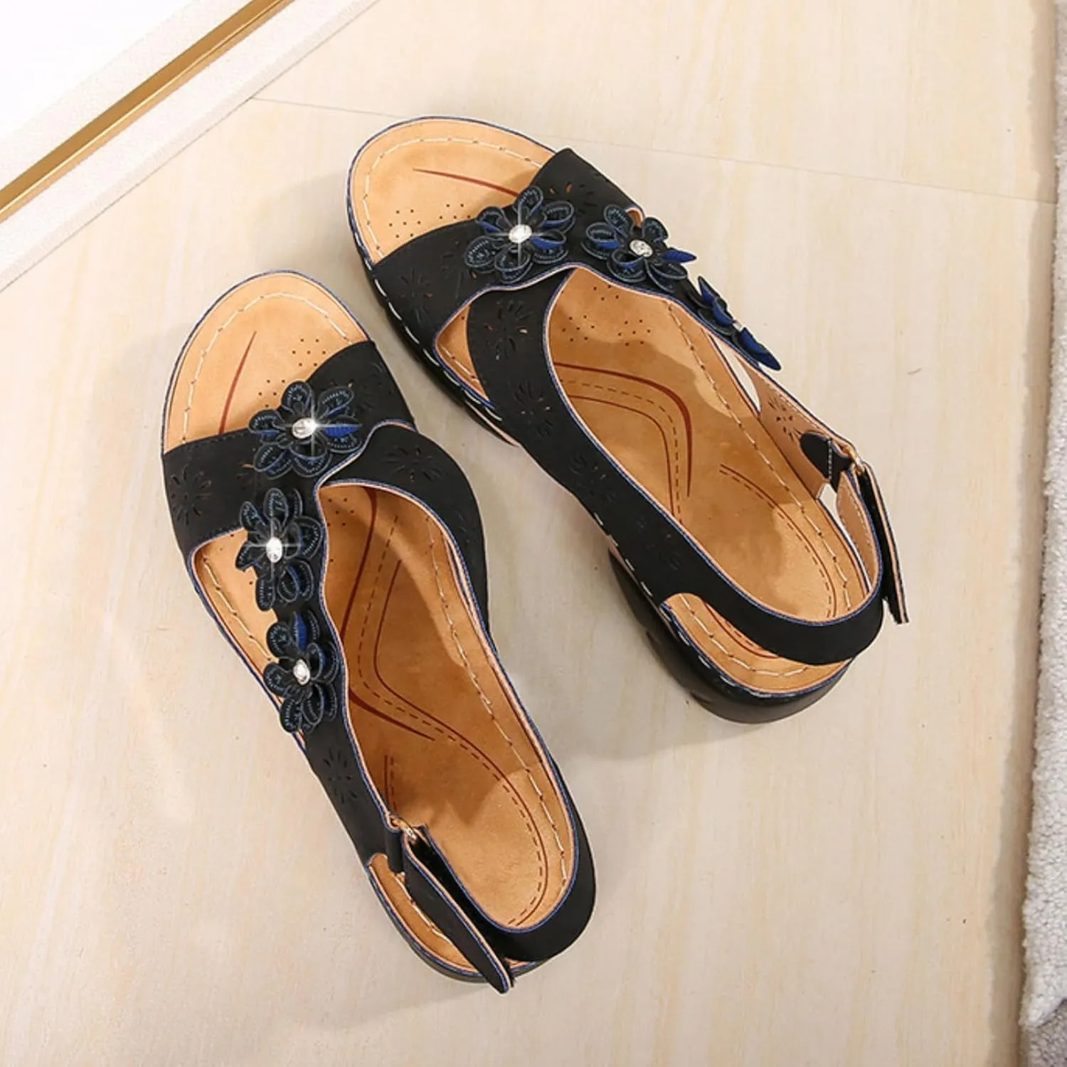 Wedge Sandals for Women Dressy: Comfortable Summer Platform Casual Dress Orthopedic Shoes: Dressy Walking Wedges - with Adjustable Hook Loop Classic Ajustable Ankle Strap Open Toe Sandal