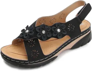 Wedge Sandals for Women Dressy: Comfortable Summer Platform Casual Dress Orthopedic Shoes: Dressy Walking Wedges - with Adjustable Hook Loop Classic Ajustable Ankle Strap Open Toe Sandal