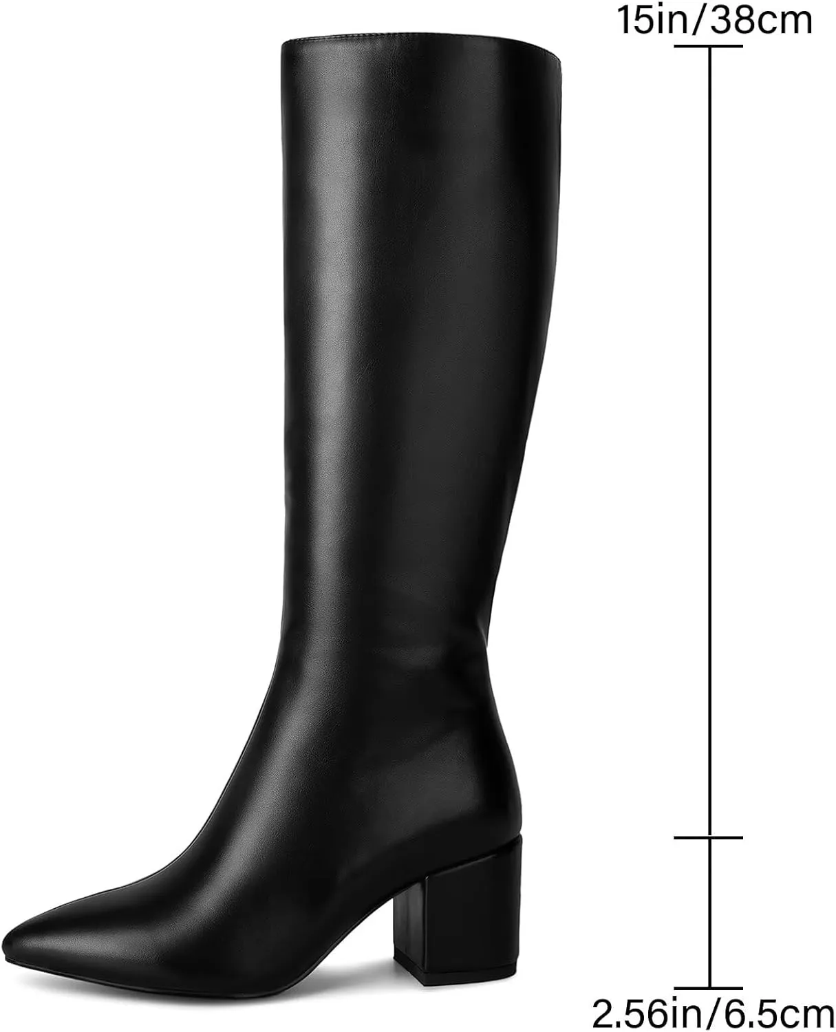 wetkiss Rhinestone/PU Low Chunky Pointed Toe Knee High Boots for Women with Full Bling Sparkly Crystals Booties for Wedding Party Date Dress