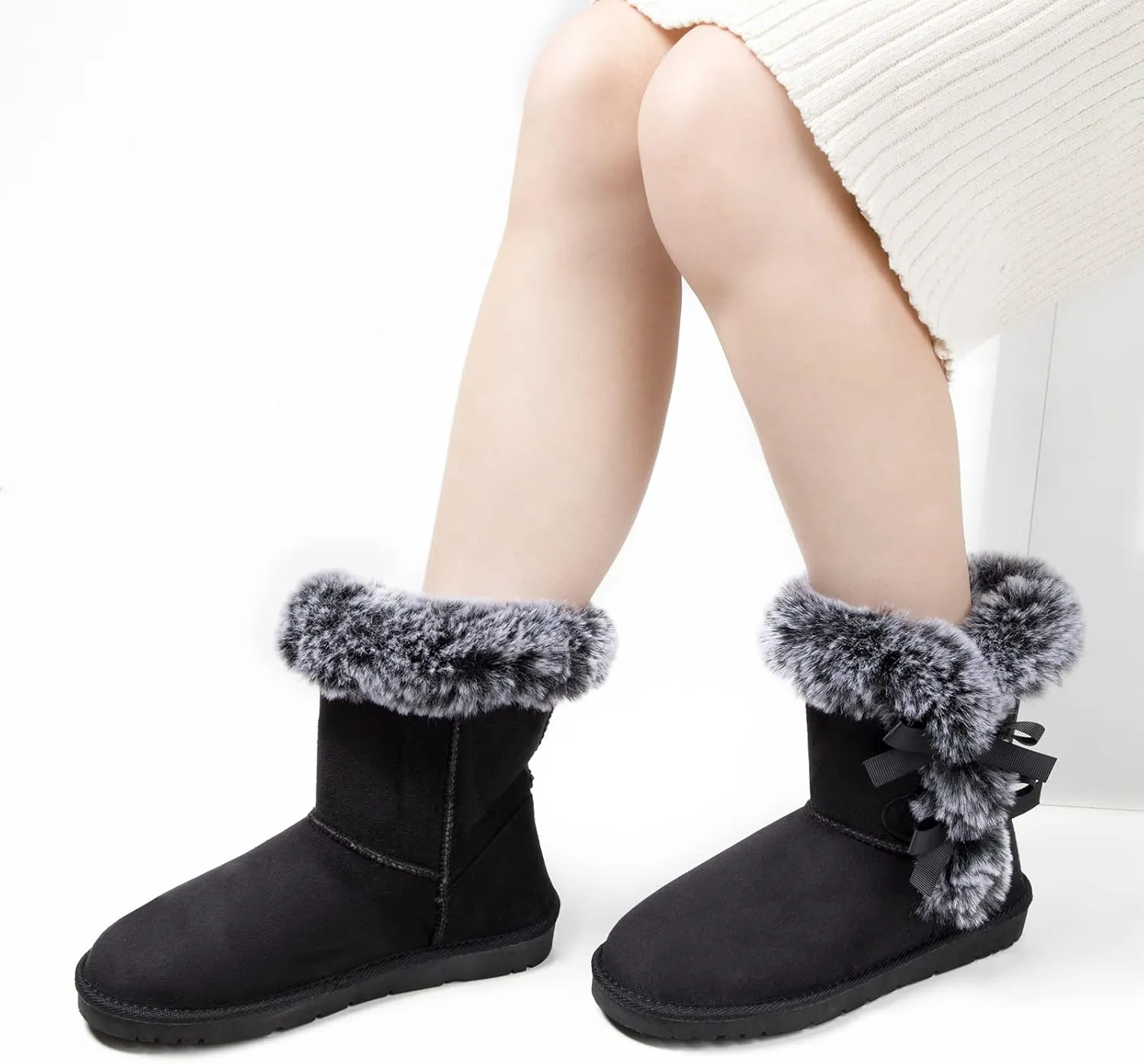 WFL Women Snow Boots Classic Mid-calf Fur Lining Fashion Winter Boots