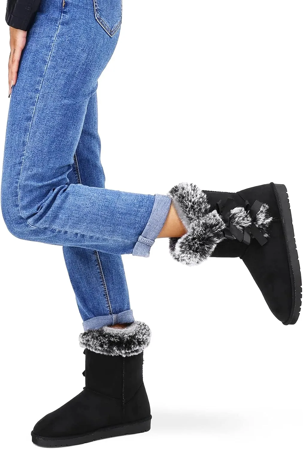 WFL Women Snow Boots Classic Mid-calf Fur Lining Fashion Winter Boots