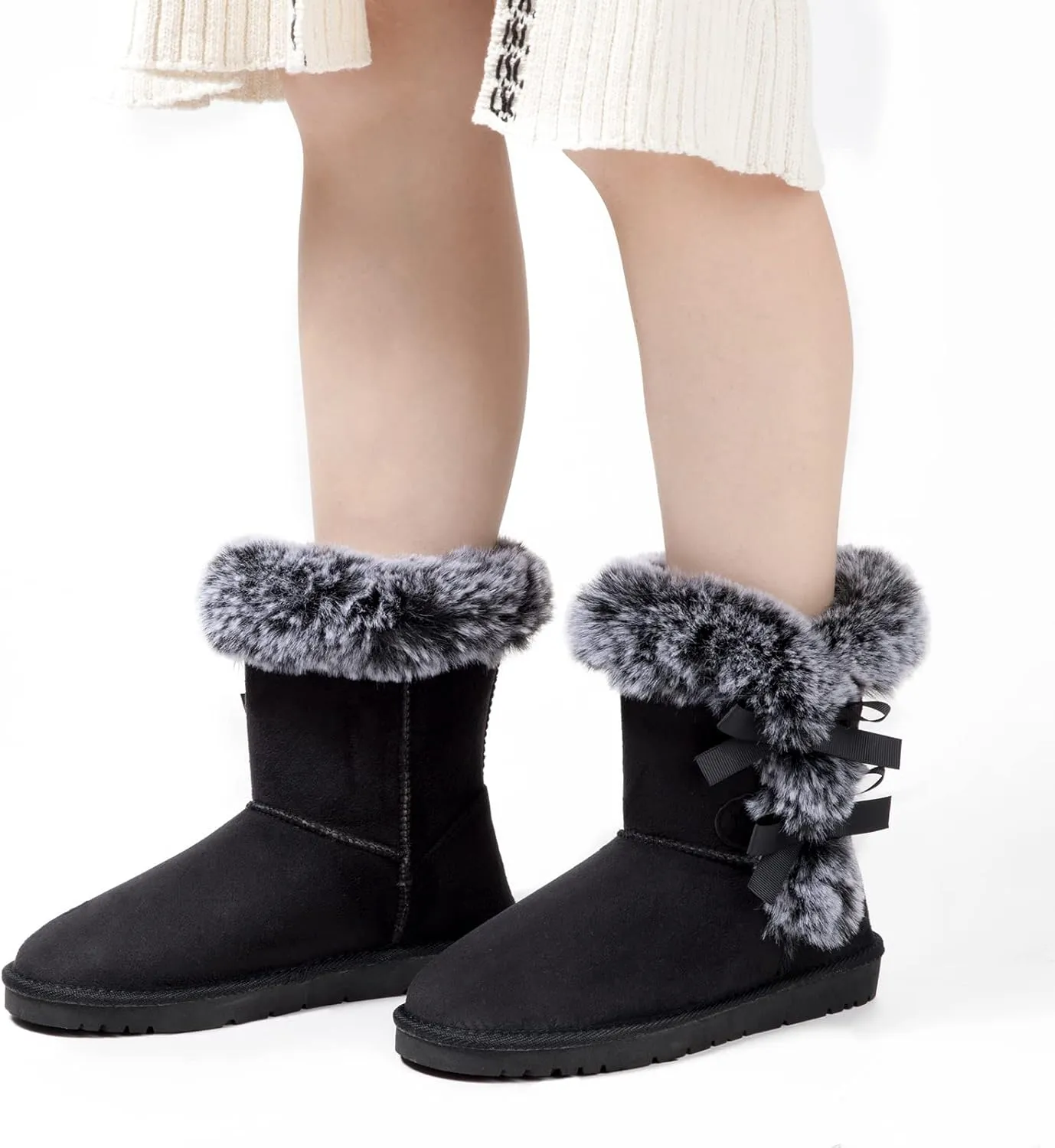 WFL Women Snow Boots Classic Mid-calf Fur Lining Fashion Winter Boots