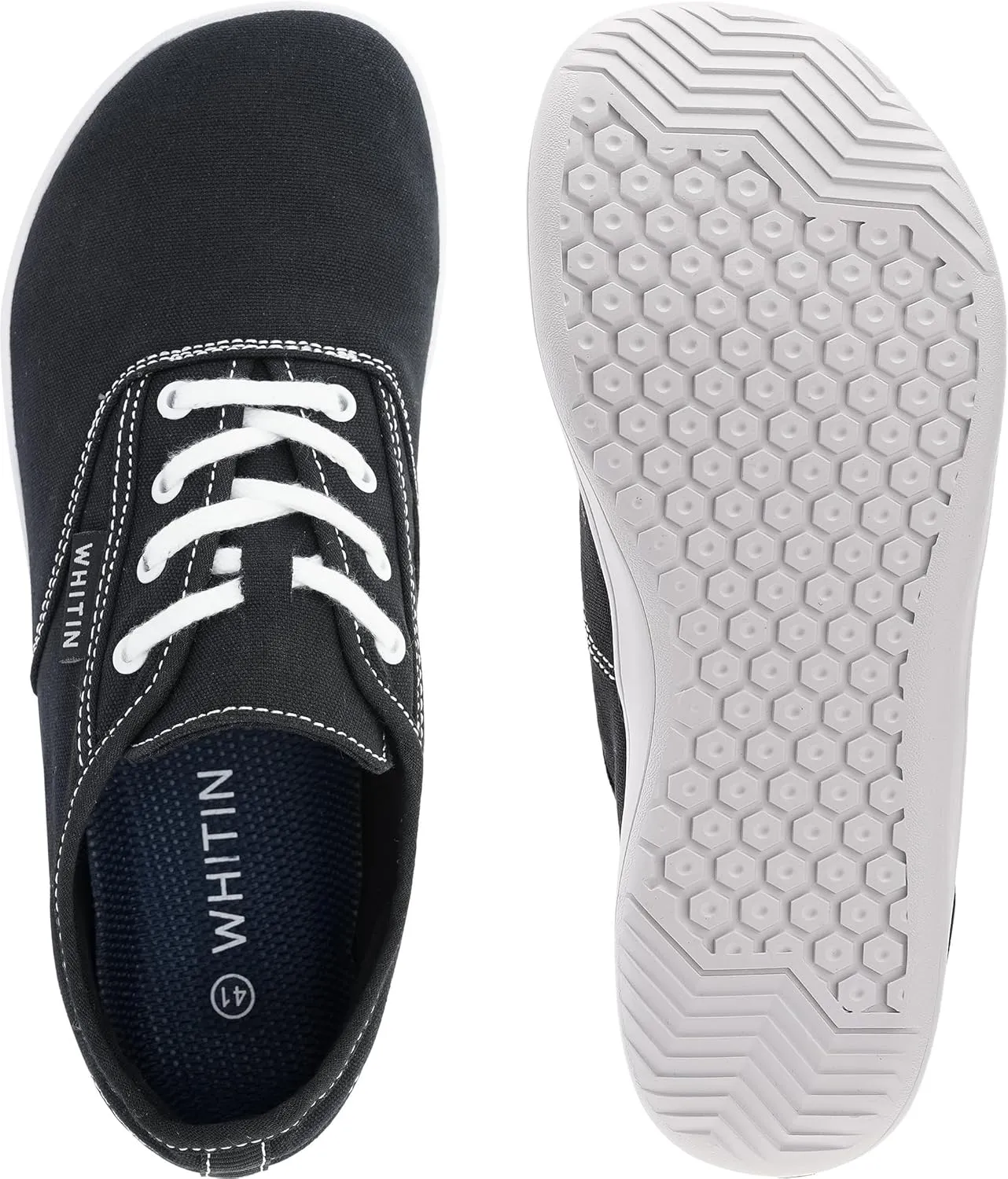 WHITIN Men's Wide Canvas Barefoot Sneakers | Zero Drop Sole | Minimalist Footwear