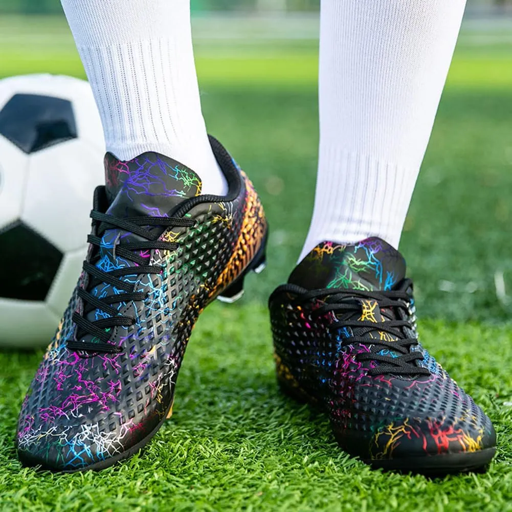WILTENA Womens Comfy Soccer Cleats Mens Low Top Firm Ground Football Shoes Girls Boys Fashion Outdoor Football Sneakers