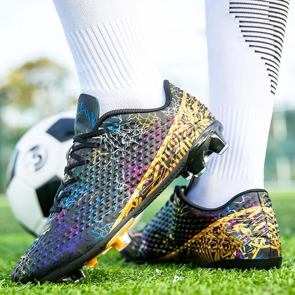 WILTENA Womens Comfy Soccer Cleats Mens Low Top Firm Ground Football Shoes Girls Boys Fashion Outdoor Football Sneakers