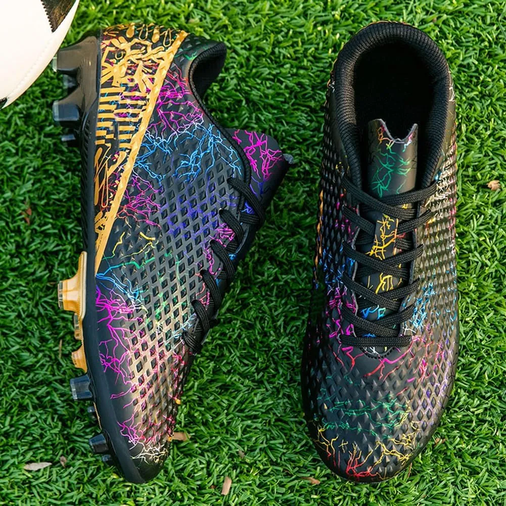 WILTENA Womens Comfy Soccer Cleats Mens Low Top Firm Ground Football Shoes Girls Boys Fashion Outdoor Football Sneakers
