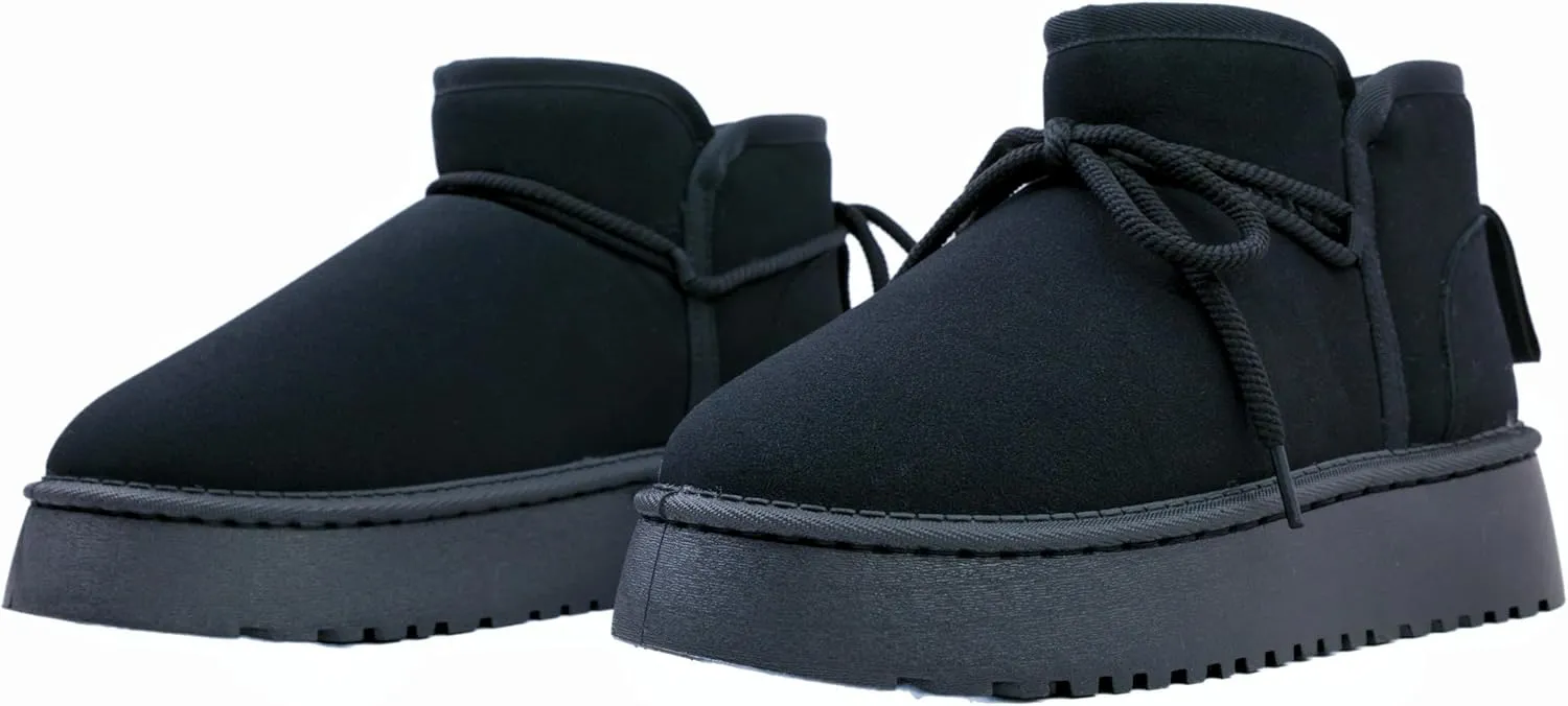 Winter Ankle Boots for Women - Water Resistant Leather Booties Non-Slip Platform Suede Mini Women's Boots - Perfect for Christmas Gifts