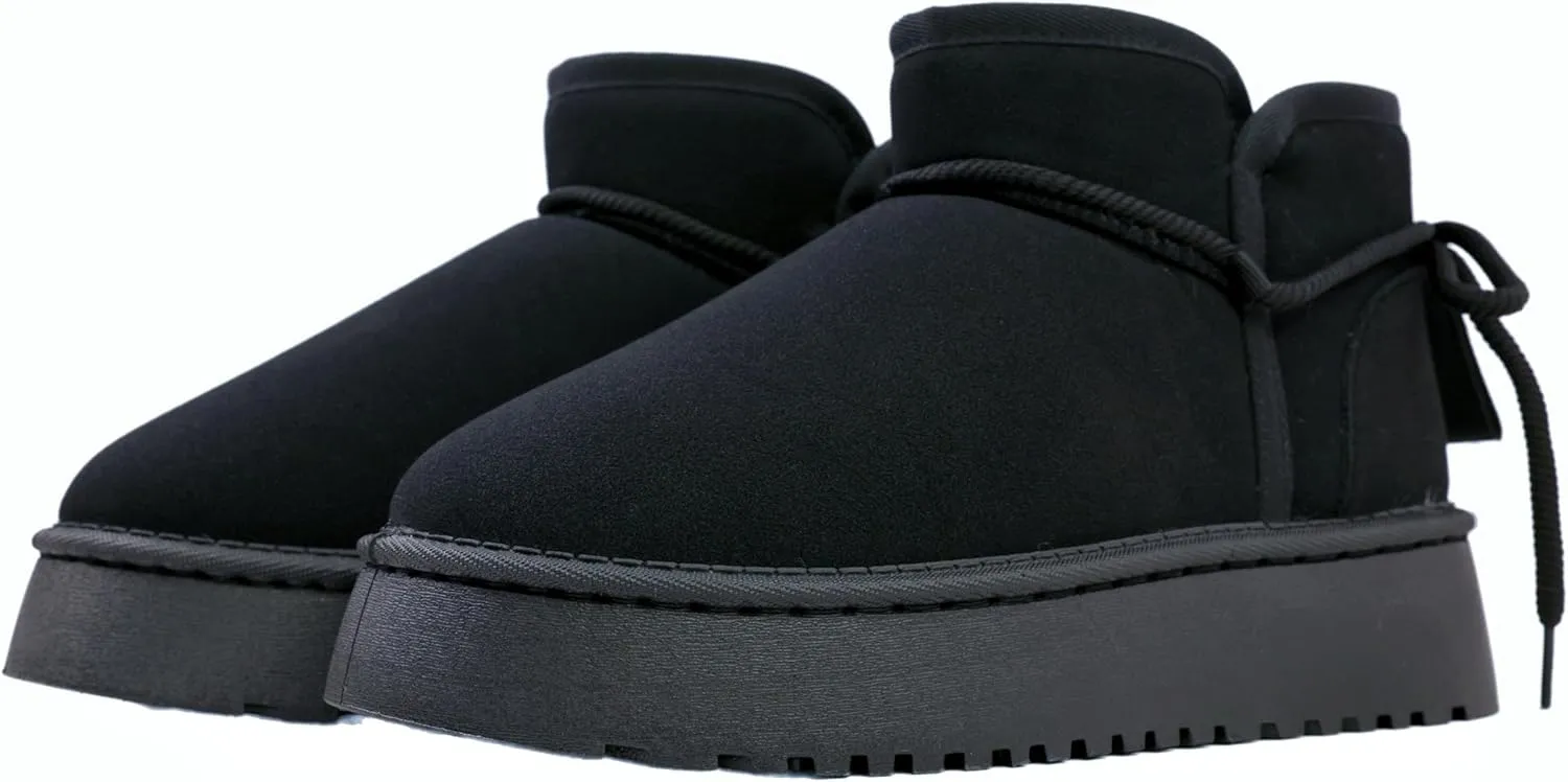 Winter Ankle Boots for Women - Water Resistant Leather Booties Non-Slip Platform Suede Mini Women's Boots - Perfect for Christmas Gifts