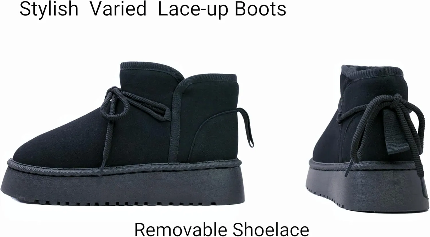 Winter Ankle Boots for Women - Water Resistant Leather Booties Non-Slip Platform Suede Mini Women's Boots - Perfect for Christmas Gifts