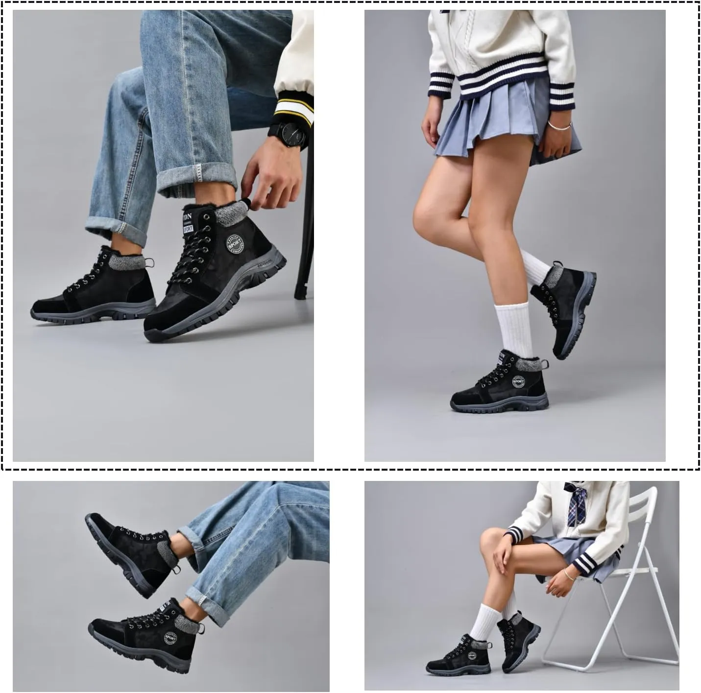 Winter Boots for Men Women Warm Lined Non Slip Hiking Boot Outdoor Waterproof Snow Boots