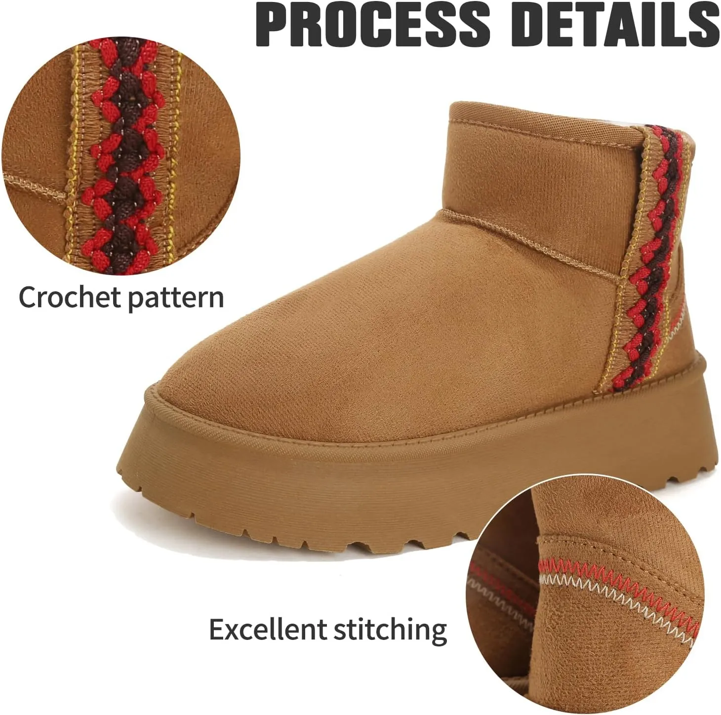 Winter Boots for Women, Lightweight Platform Boots Fashion Ankle Boots for Women,Classic Suede Fur Leather Snow Boots with Comfort Insole Waterproof Stylish Fall Boots