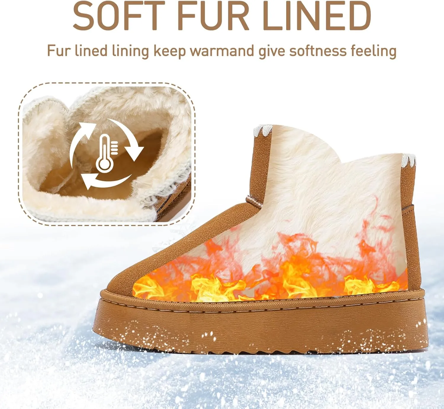 Winter Boots for Women, Lightweight Platform Boots Fashion Ankle Boots for Women,Classic Suede Fur Leather Snow Boots with Comfort Insole Waterproof Stylish Fall Boots
