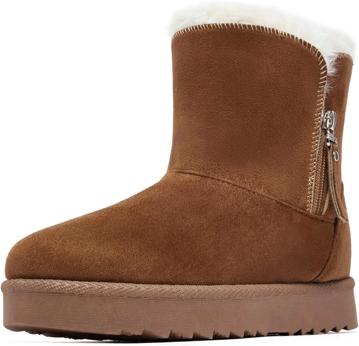 Winter Boots for Women Warm Ankle Boots Suede Faux Fur Lining Classic Zipper Anti-Slip Snow Booties Slippers Fashion Slip On Memory Foam Comfort Indoor & Outdoor Shoes