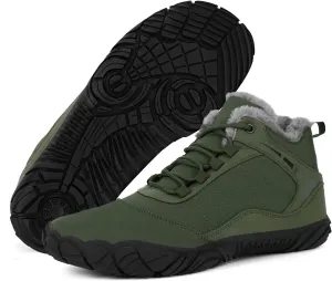 Winter Footwear Barefoot Shoes Women Men Zero Drop Barefoot Hiking Boots Slip On Warm Waterproof Snow Boot Minimalist Wide Toe Ankle Booties Five Finger Hike Shoes Outdoor