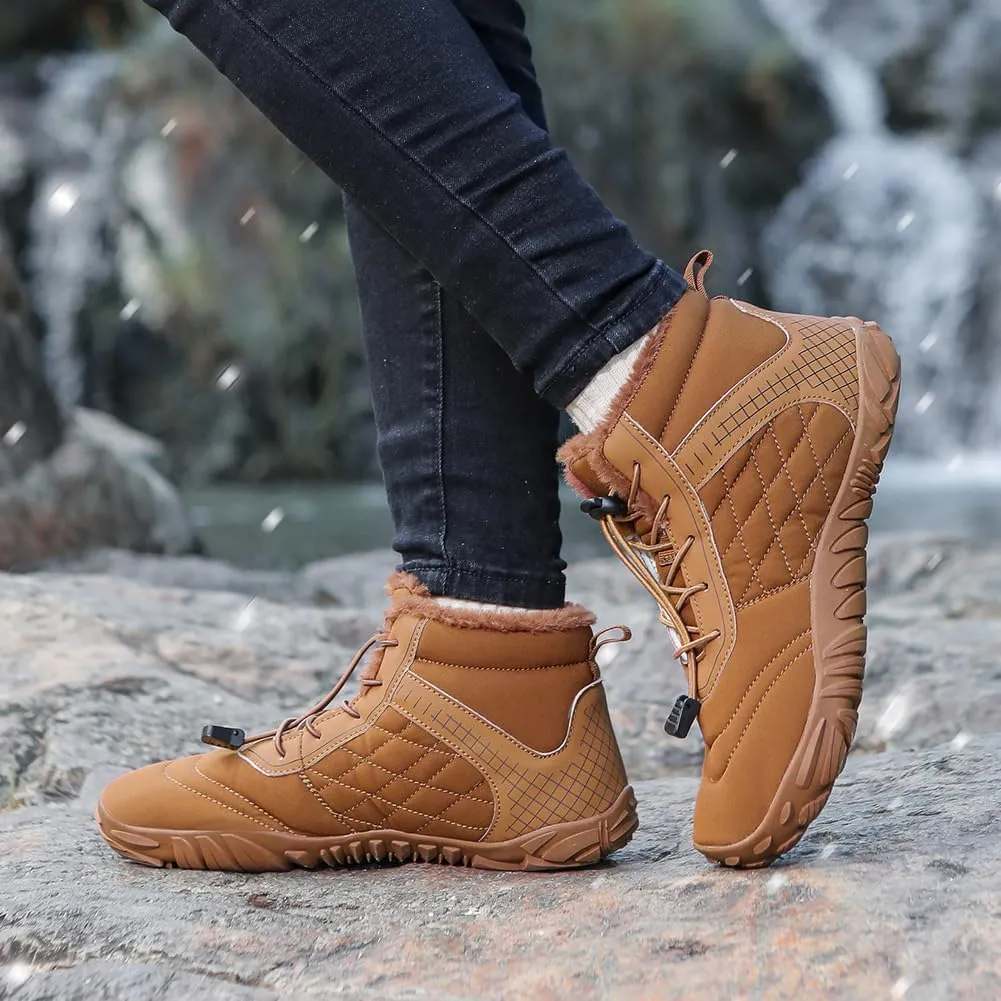 Winter Snow Boots for Women Men Hike Barefoot Shoes Minimalist Winter Snow Boots Zero Drop & Wide Toe Box & Waterproof Fur Lining Snow Booties Warm Hike Shoes