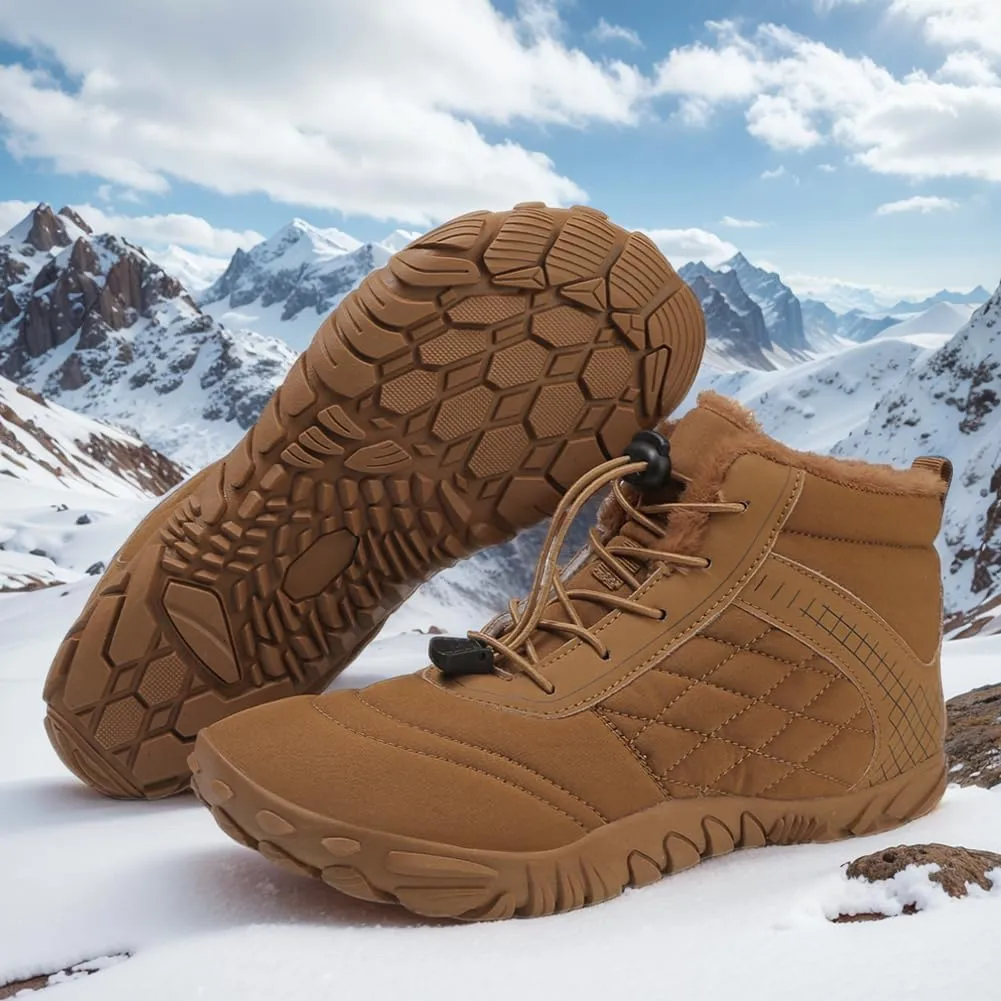 Winter Snow Boots for Women Men Hike Barefoot Shoes Minimalist Winter Snow Boots Zero Drop & Wide Toe Box & Waterproof Fur Lining Snow Booties Warm Hike Shoes