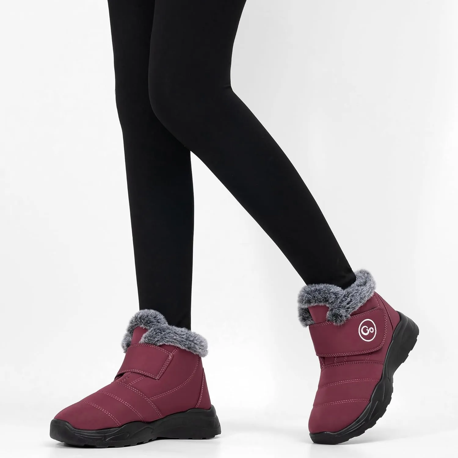 Winter Snow Boots for Women Waterproof: Fur Lined Warm Womens Boots Anti Slip Hook Loop Comfortable Booties Outdoor