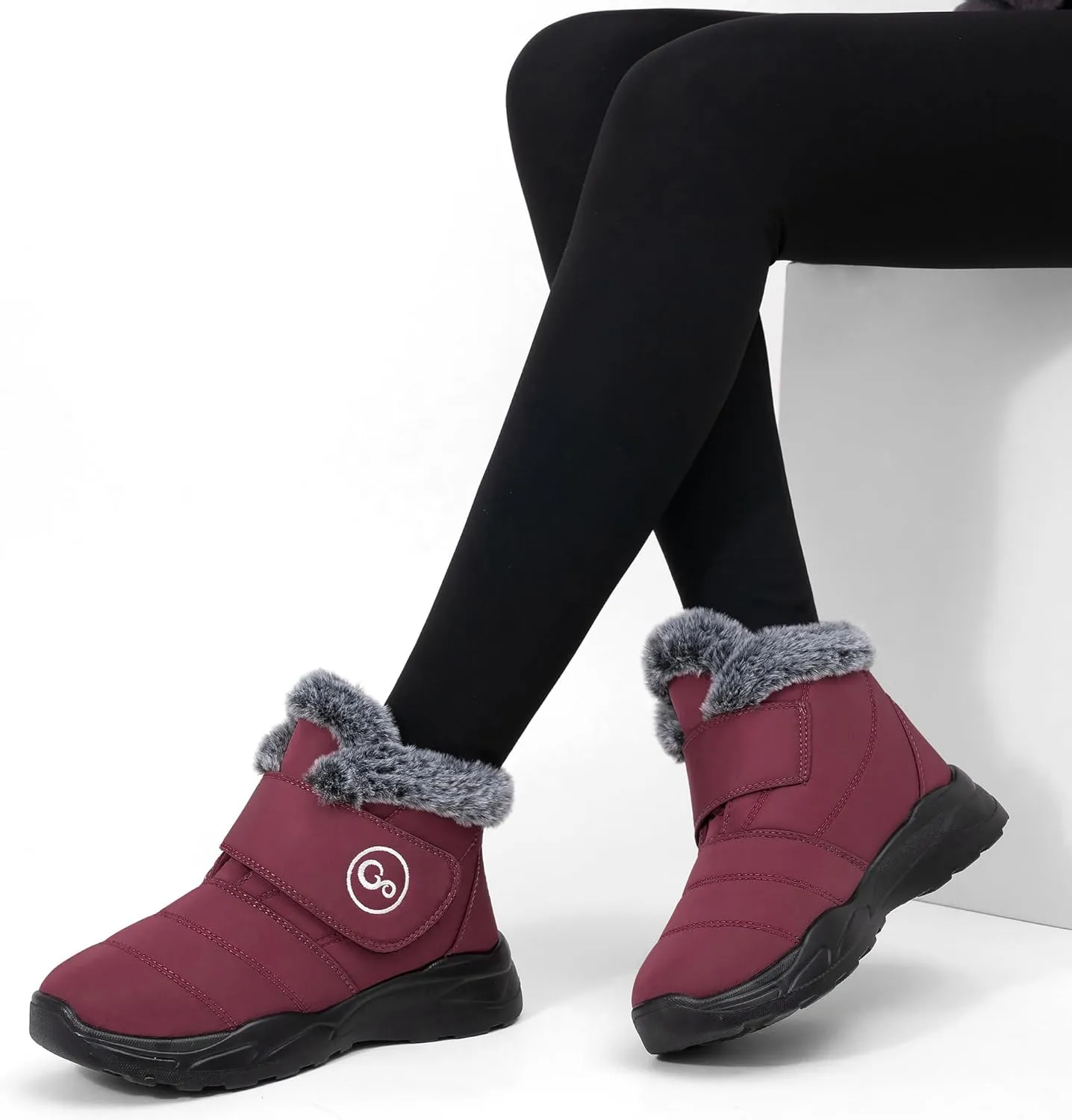 Winter Snow Boots for Women Waterproof: Fur Lined Warm Womens Boots Anti Slip Hook Loop Comfortable Booties Outdoor