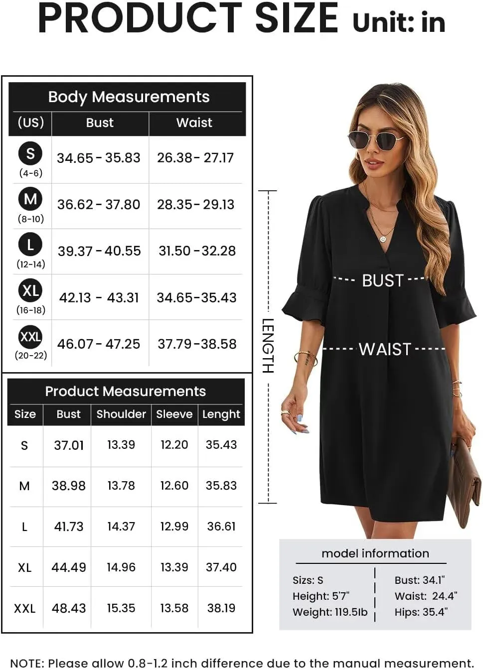 Wkior Shift Dress for Women V Neck Short Sleeves Solid Color Casual Flowy Summer Dresses(S-2XL)