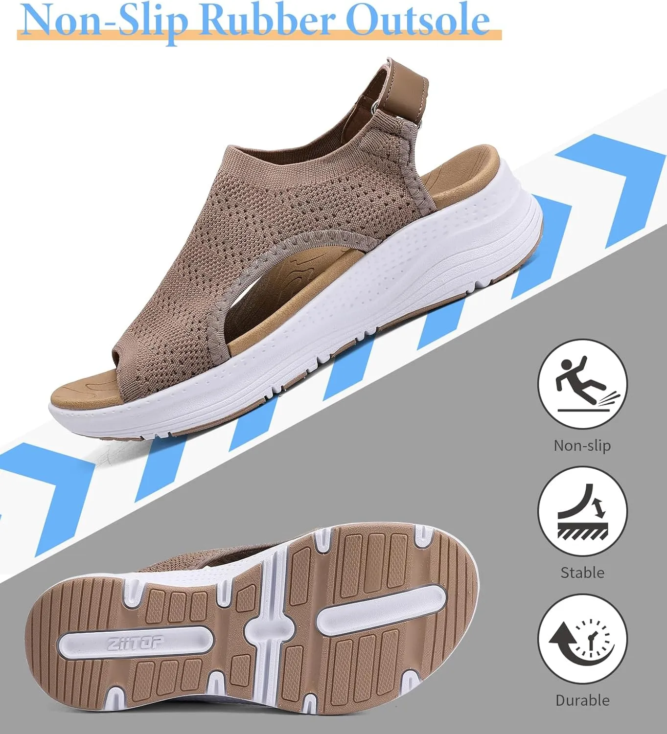 Women Arch Support Orthotic Walking Sandals Open Toe Adjustable Ankle Strap