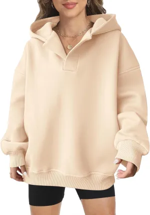 Women Hoodie Oversized V Neck Sweatshirts Casual and Comfortable Long Sleeve Pullover Sweater Fall Hoodies