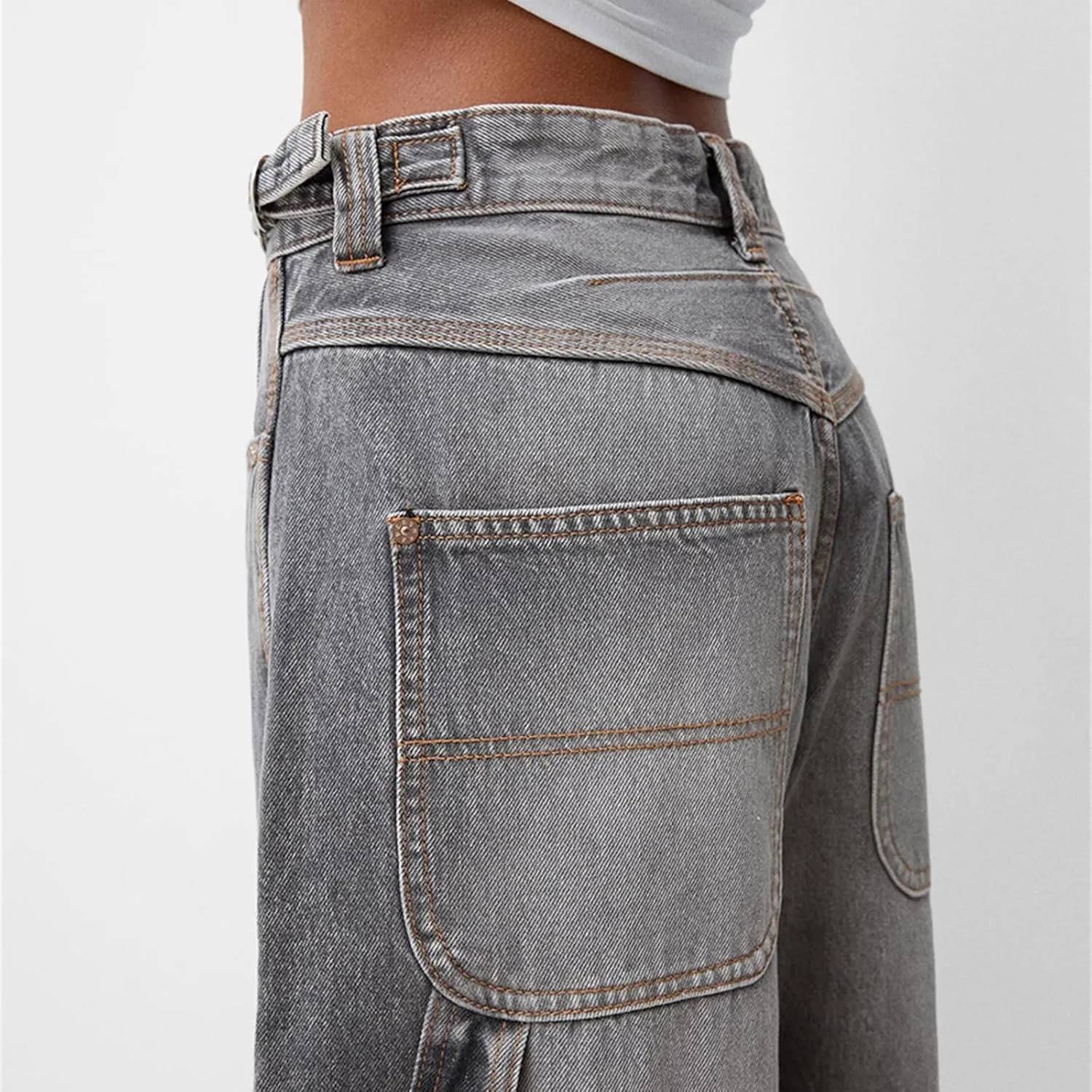 Women Low Waisted Baggy Jeans Vintage Mid Rise Loose Fit Wide Leg Boyfriend Jeans Trendy Denim Pants Streetwear