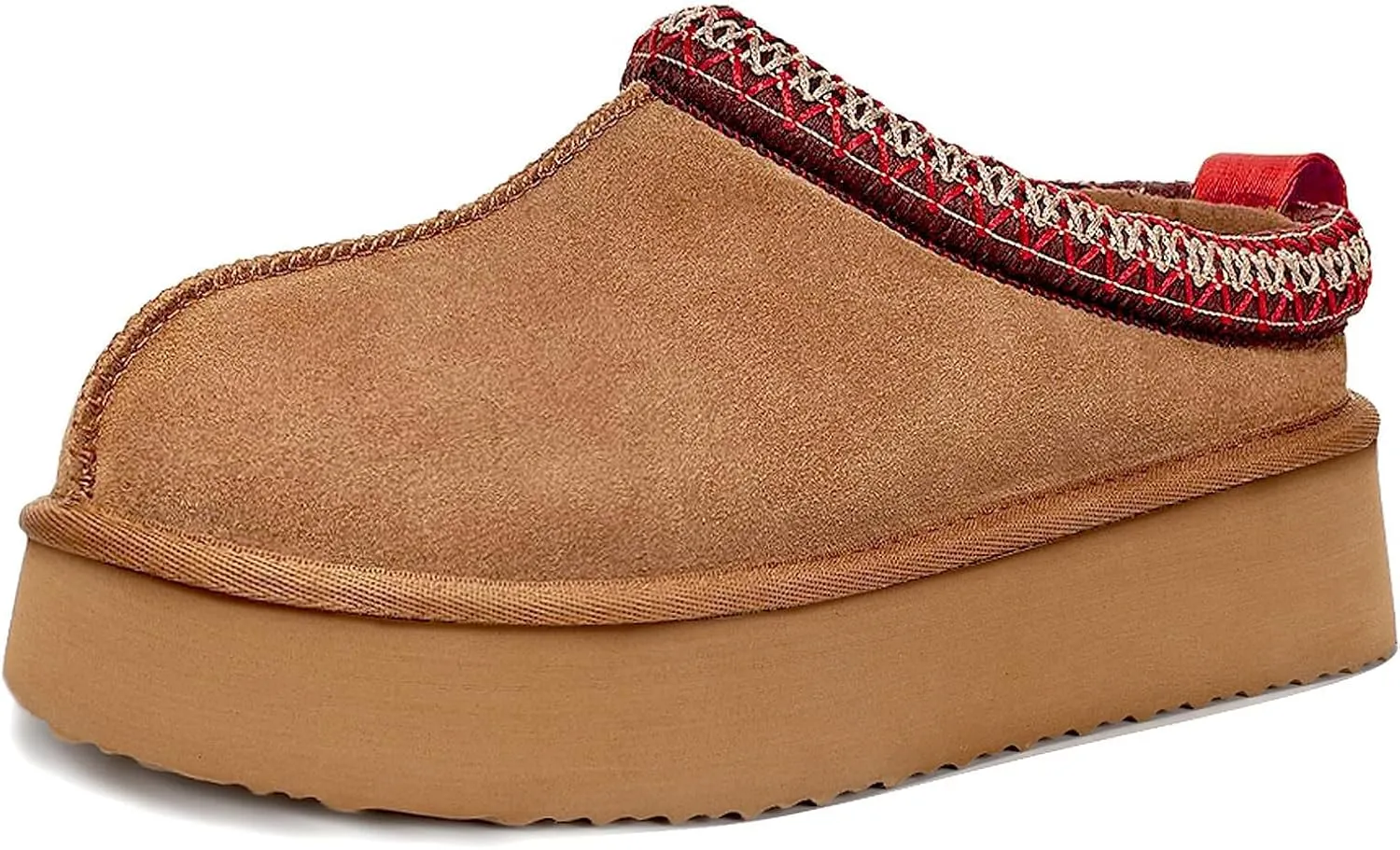 Women Platform Slippers Mini Boots Suede Leather Short Ankle Booties Fuzzy Fur Slip On House Shoes