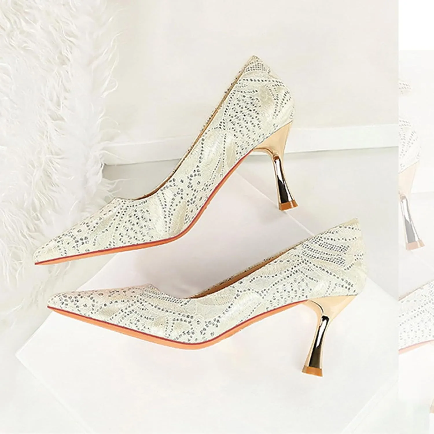 Women Sandal Stiletto Heel Close Pointed Toe Sandal Summer Slip On Wedding Party Work Pumps Comfort Casual Shoes
