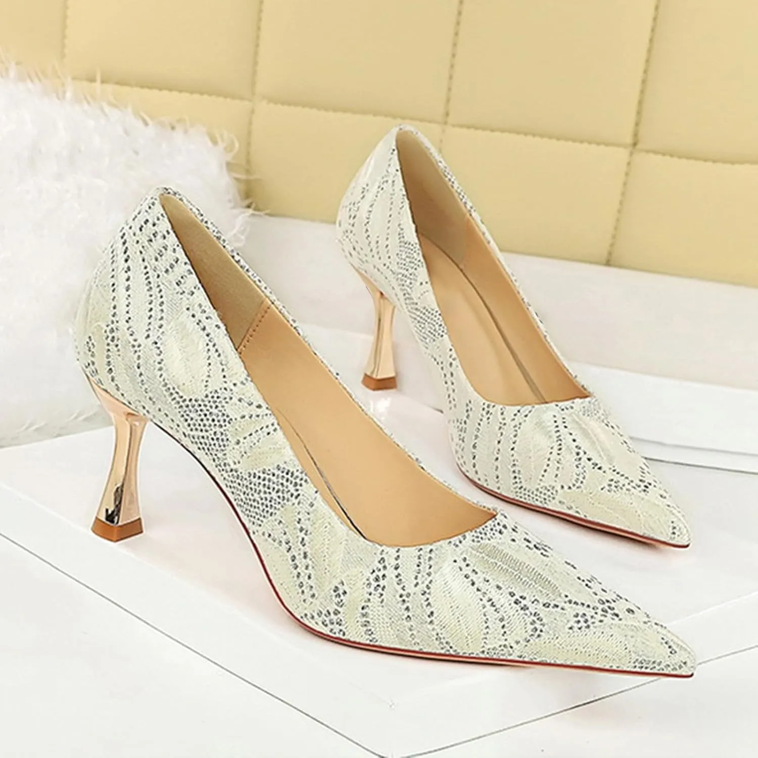 Women Sandal Stiletto Heel Close Pointed Toe Sandal Summer Slip On Wedding Party Work Pumps Comfort Casual Shoes