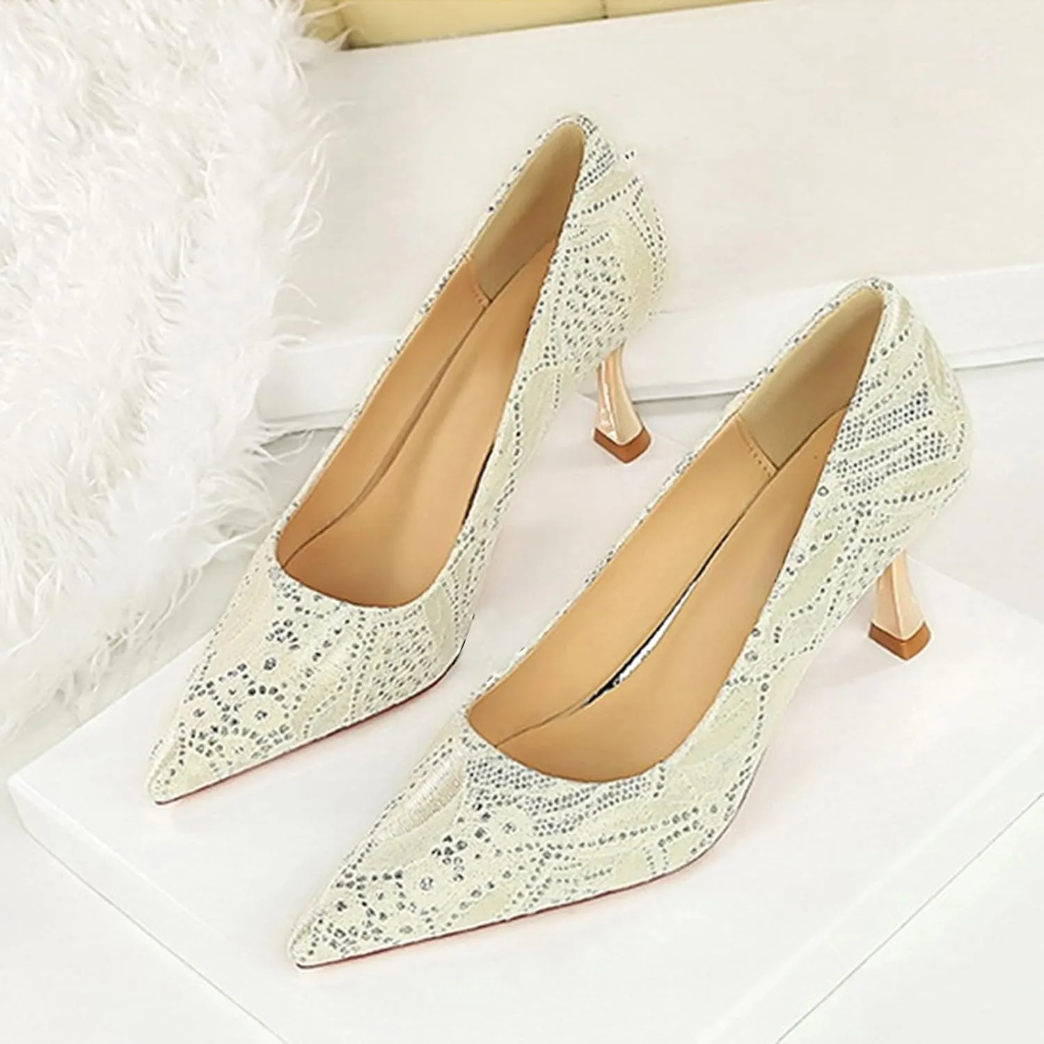 Women Sandal Stiletto Heel Close Pointed Toe Sandal Summer Slip On Wedding Party Work Pumps Comfort Casual Shoes